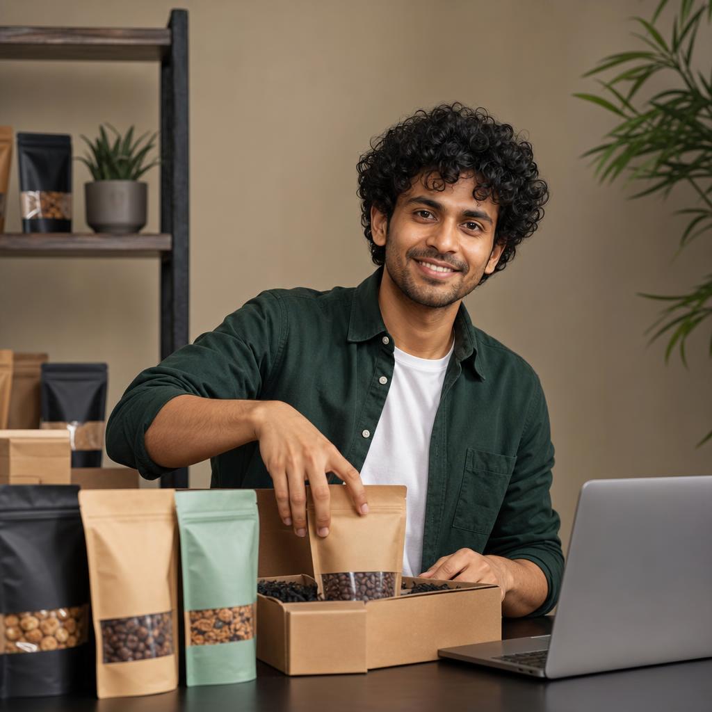 E-commerce founder preparing an order